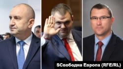 Президентът Румен Радев, депутатът от ДПС Делян Пеевски и секретарят на президента по вътрешна политика Николай Копринков (отляво надясно).