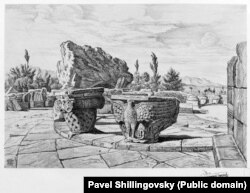 Фрагменти от катедралата Звартноц, близо до Ереван.