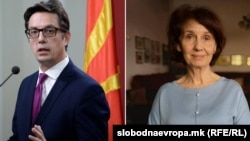 Настоящият президент на Северна Македонив Стево Пендаровски и кандидат-президентът на ВМРО-ДПМНЕ Гордана Силяновска Давкова