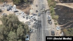 Изходът на паркинга на фестивала след атаката на Хамас.