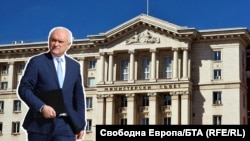 Колаж на Димитър Главчев и сградата на Министерския съвет