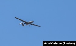 Демонстративен полет на "Байрактар" по време на технологичния фестивал в Бакъ на 28 май.