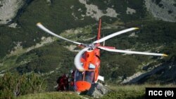 Последният медицински хеликоптер в България по време на акция на ПСС за спасяване на пострадал в планината през 2019 г. 