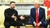 Украинският президент Володимир Зеленски (вляво) и американският му колега Доналд Тръмп по време на срещата им в Овалния кабинет на Белия дом, 28 февруари 2025 г.