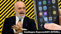 Премиерът на Албания Еди Рама, колаж.