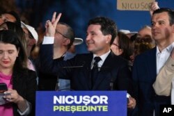 Прозападният кандидат Никушор Дан след края на изборния ден, 4 май 2025 г.