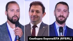 Арестуваният бивш зам.-кмет на София Никола Барбутов (в средата), районният кмет на "Люлин" Георги Тодоров (вляво) и колегата му в "Младост" Ивайло Кукурин. Колаж: Свободна Европа