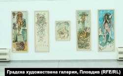 Картини от изложбата на Емил Стойчев в Градската художествена галерия на Пловдив.