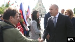 Президентът Румен Радев по време на церемония в памет на загиналите български войници по време на Втората световна война на 9 май в София